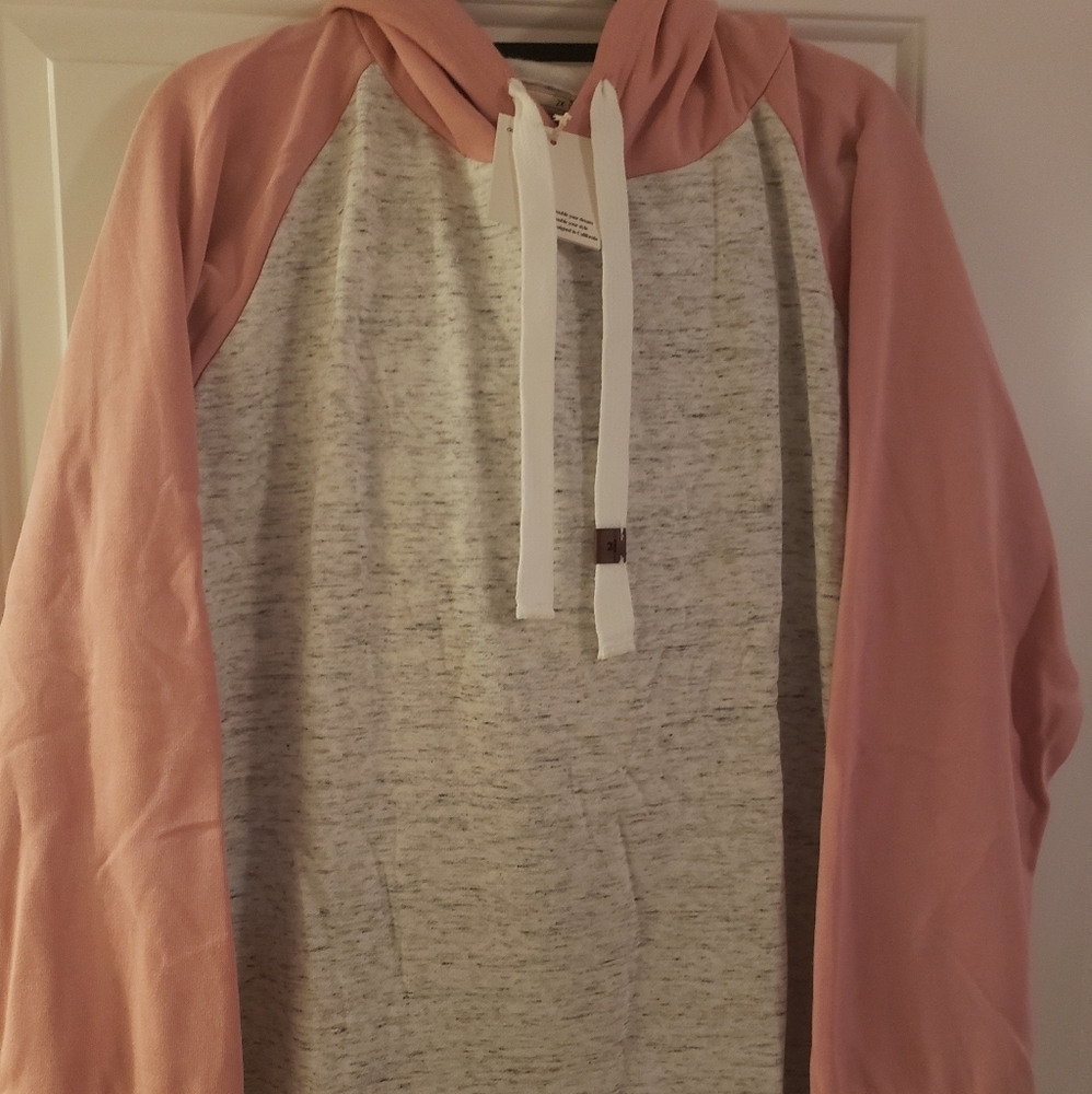 DoublJu Oatmeal and Pink Hoodie
